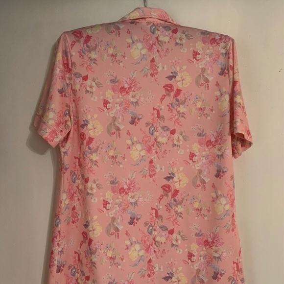 Nikki Pastel Floral Short Sleeve Button Up Blouse Size 13/14 Womens Shirt VTG - Picture 2 of 4